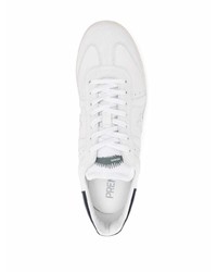 Baskets basses en cuir blanches et noires Premiata