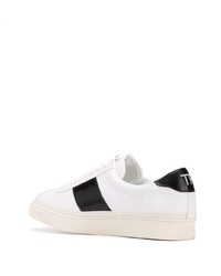 Baskets basses en cuir blanches et noires Tom Ford