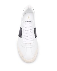 Baskets basses en cuir blanches et noires Tom Ford