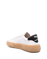 Baskets basses en cuir blanches et noires Puraai