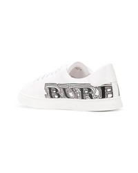 Baskets basses en cuir blanches et noires Burberry