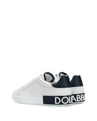 Baskets basses en cuir blanches et noires Dolce & Gabbana