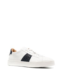 Baskets basses en cuir blanches et noires Santoni