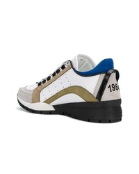 Baskets basses en cuir blanches et noires DSQUARED2