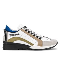 Baskets basses en cuir blanches et noires DSQUARED2