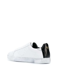 Baskets basses en cuir blanches et noires Emporio Armani