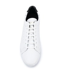 Baskets basses en cuir blanches et noires Emporio Armani