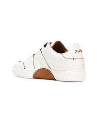 Baskets basses en cuir blanches et noires Ermenegildo Zegna