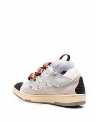 Baskets basses en cuir blanches et noires Lanvin