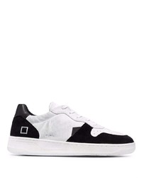 Baskets basses en cuir blanches et noires D.A.T.E