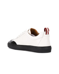 Baskets basses en cuir blanches et noires Bally