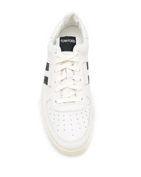 Baskets basses en cuir blanches et noires Tom Ford