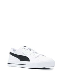 Baskets basses en cuir blanches et noires Puma