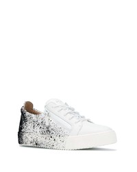 Baskets basses en cuir blanches et noires Giuseppe Zanotti