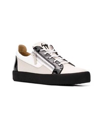 Baskets basses en cuir blanches et noires Giuseppe Zanotti Design