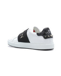 Baskets basses en cuir blanches et noires Philipp Plein