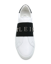 Baskets basses en cuir blanches et noires Philipp Plein