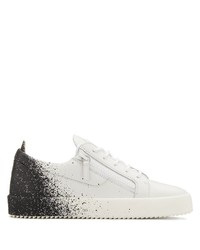 Baskets basses en cuir blanches et noires Giuseppe Zanotti