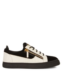 Baskets basses en cuir blanches et noires Giuseppe Zanotti