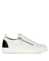 Baskets basses en cuir blanches et noires Giuseppe Zanotti