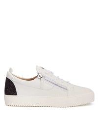 Baskets basses en cuir blanches et noires Giuseppe Zanotti