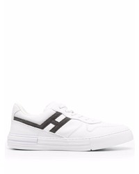 Baskets basses en cuir blanches et noires Hogan