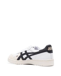 Baskets basses en cuir blanches et noires Asics