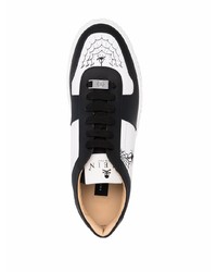 Baskets basses en cuir blanches et noires Philipp Plein