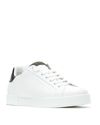 Baskets basses en cuir blanches et noires Dolce & Gabbana