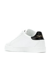 Baskets basses en cuir blanches et noires Dolce & Gabbana