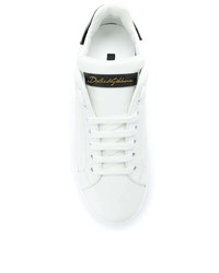 Baskets basses en cuir blanches et noires Dolce & Gabbana