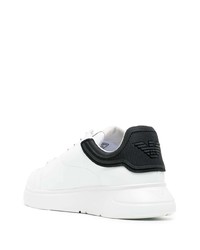 Baskets basses en cuir blanches et noires Emporio Armani