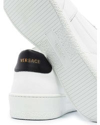 Baskets basses en cuir blanches et noires Versace