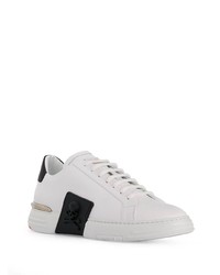 Baskets basses en cuir blanches et noires Philipp Plein