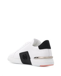 Baskets basses en cuir blanches et noires Philipp Plein