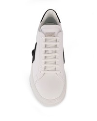 Baskets basses en cuir blanches et noires Philipp Plein