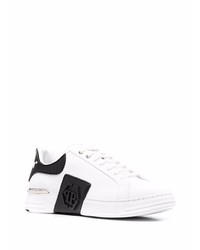 Baskets basses en cuir blanches et noires Philipp Plein