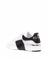 Baskets basses en cuir blanches et noires Philipp Plein