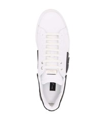 Baskets basses en cuir blanches et noires Philipp Plein