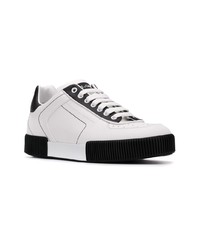 Baskets basses en cuir blanches et noires Dolce & Gabbana