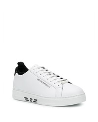 Baskets basses en cuir blanches et noires Emporio Armani