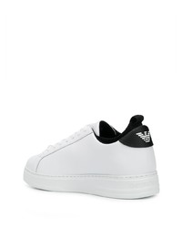 Baskets basses en cuir blanches et noires Emporio Armani