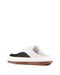 Baskets basses en cuir blanches et noires Sunnei