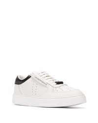 Baskets basses en cuir blanches et noires Emporio Armani