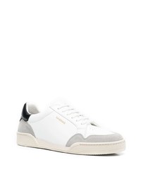 Baskets basses en cuir blanches et noires Sandro