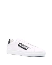 Baskets basses en cuir blanches et noires Moschino