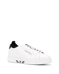 Baskets basses en cuir blanches et noires Emporio Armani