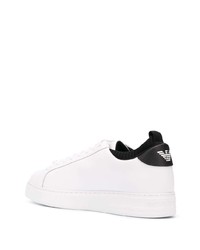 Baskets basses en cuir blanches et noires Emporio Armani