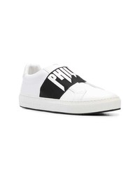 Baskets basses en cuir blanches et noires Philipp Plein