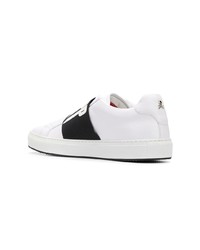 Baskets basses en cuir blanches et noires Philipp Plein